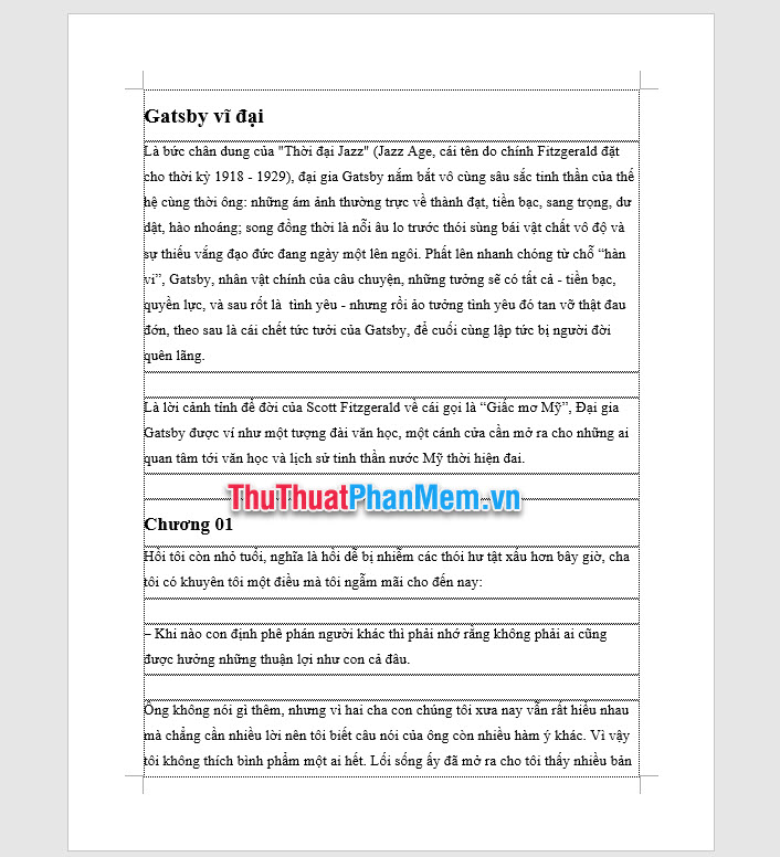 Kết quả các bạn đã hiển thị được đường căn lề trong Word của mình