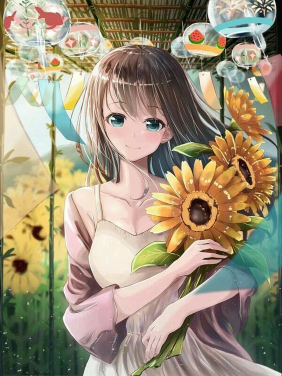 Anime hoa hướng dương xinh đẹp