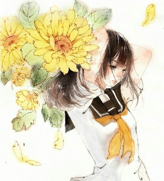 Vẽ anime hoa hướng dương