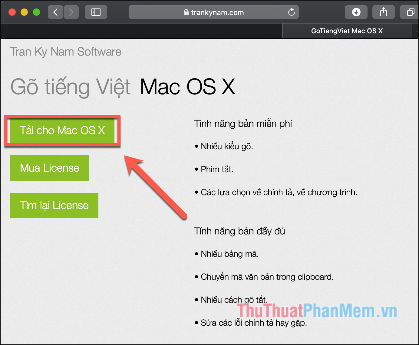 Nhấn Tải cho Mac OS X