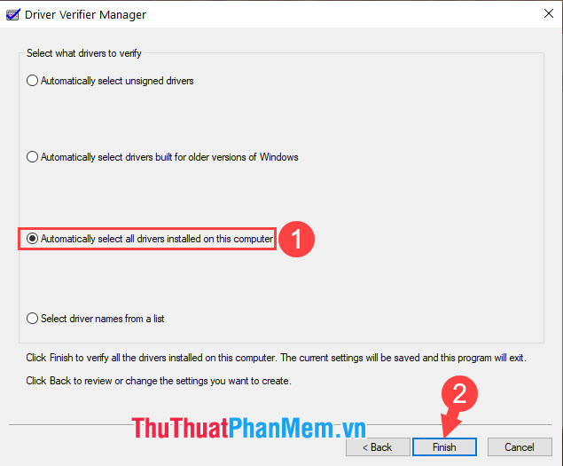 Chọn Automatically select all drivers installed on this computer