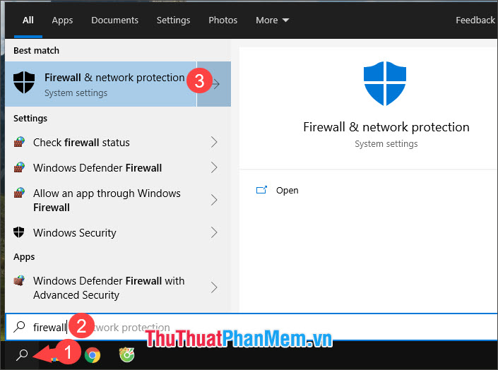 Chọn Firewall & network protection
