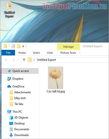 Lightroom sẽ tạo một Folder mới theo tên bạn đặt và hình ảnh sẽ nằm trong đó