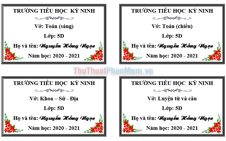 Khung nhãn vở đẹp
