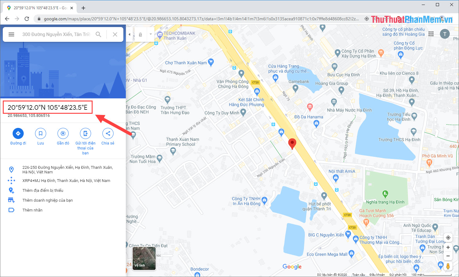 Hệ thống Google Maps sẽ tự động chuyển đổi hệ tọa độ thập phân (DD) sang hệ tọa độ, phút, giây (DMS) cho các bạn sử dụng