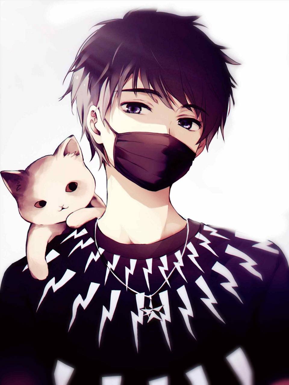 Ảnh Anime boy đẹp trai cùng con mèo