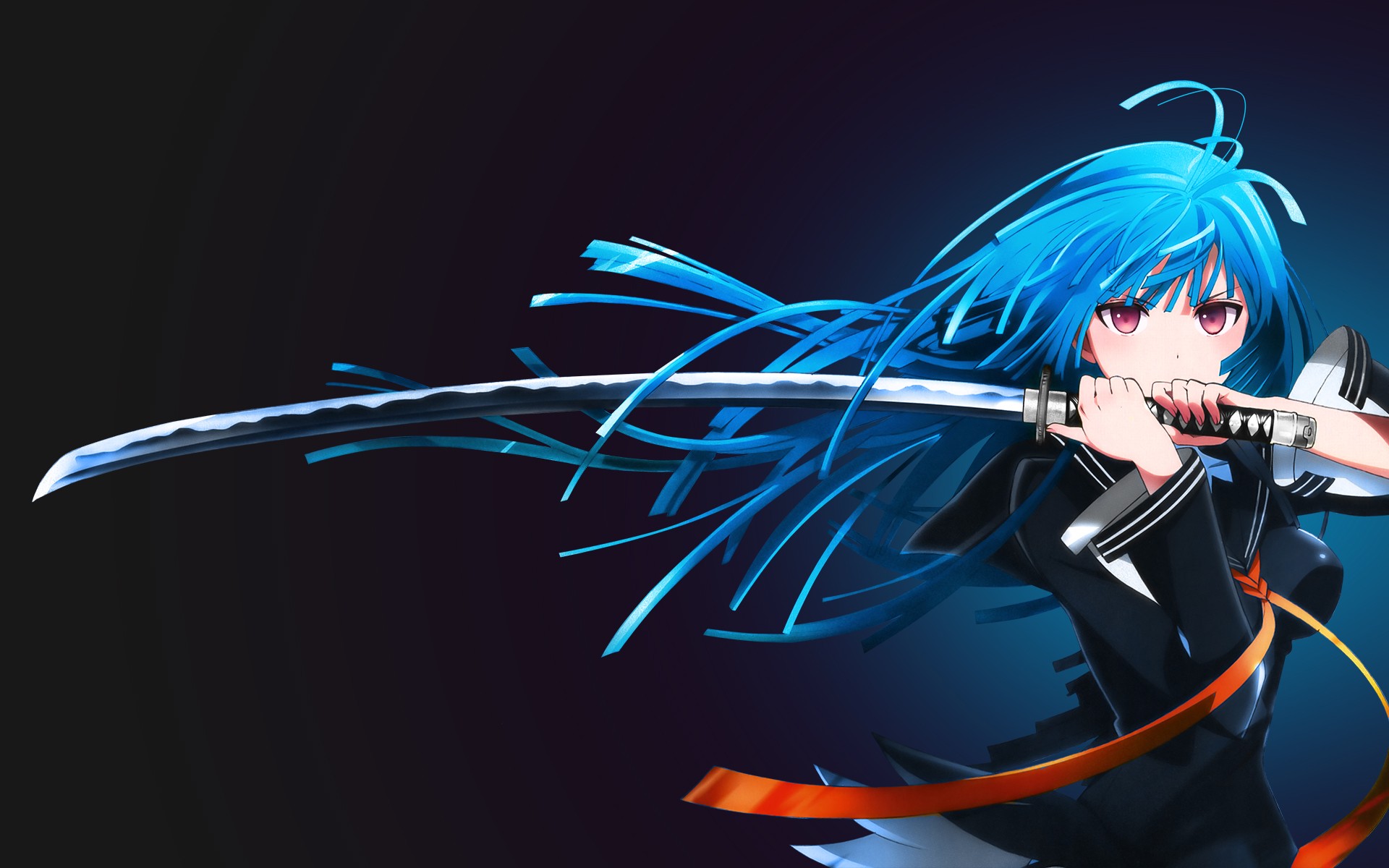 Hình ảnh anime đẹp về mái tóc dài màu xanh lam