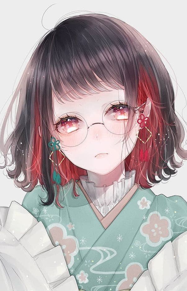 Anime girl đeo kính cute