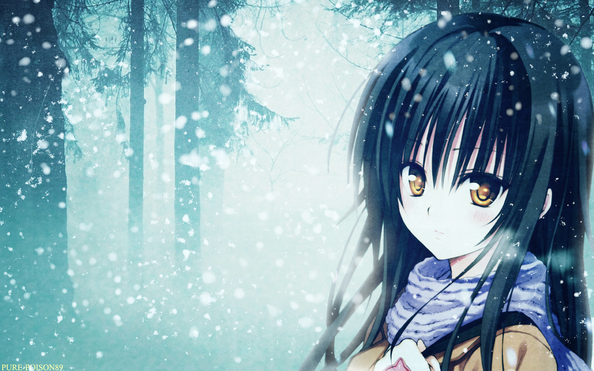 Anime girl in snow