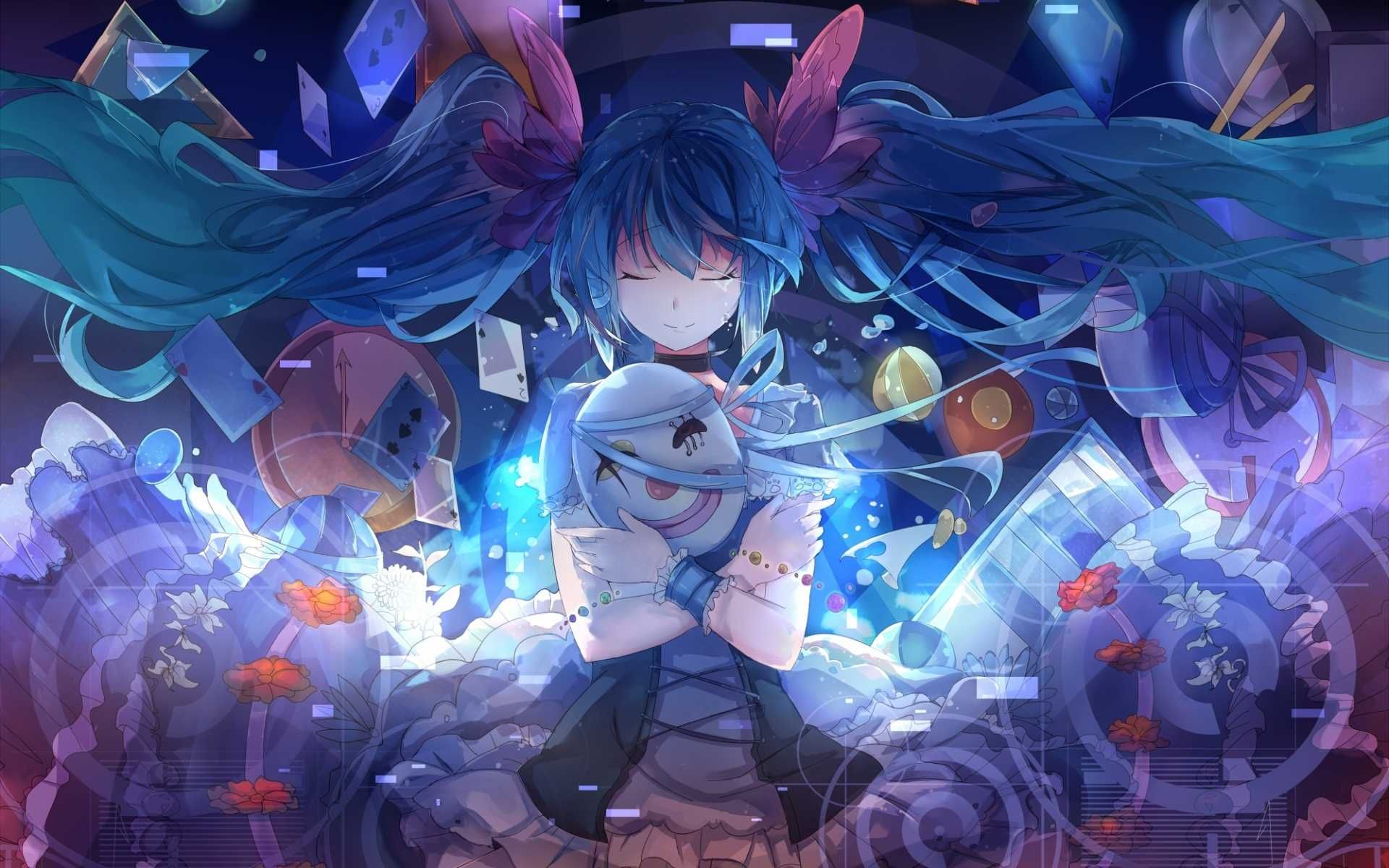 Angry blue hair anime girl