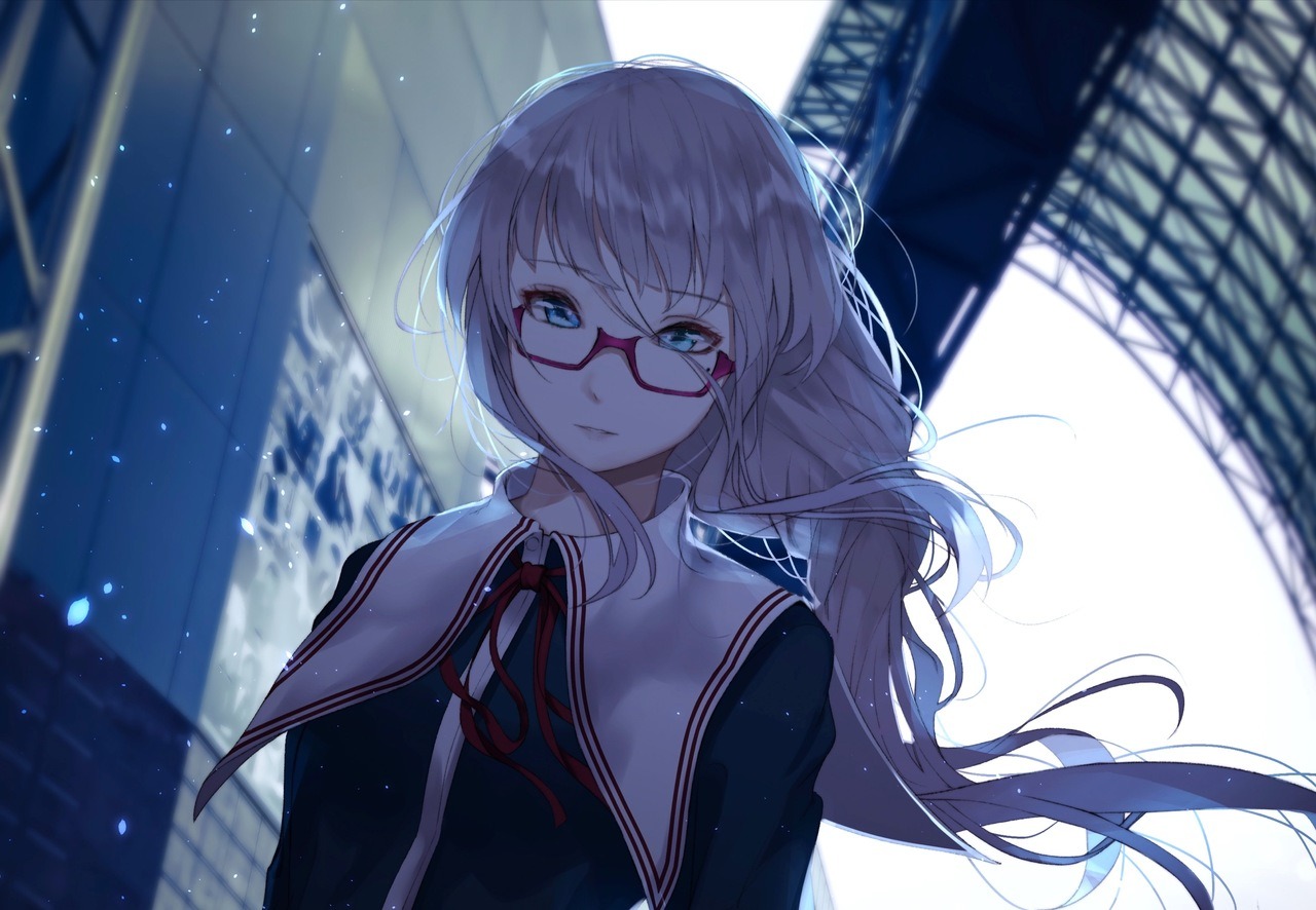 Anime girl with glasses pictures