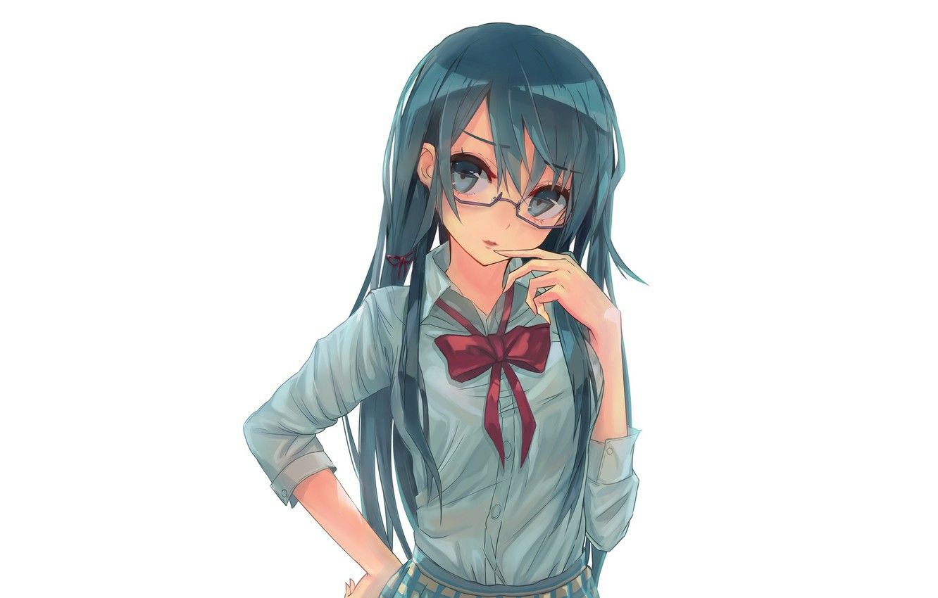 Anime girl with glasses