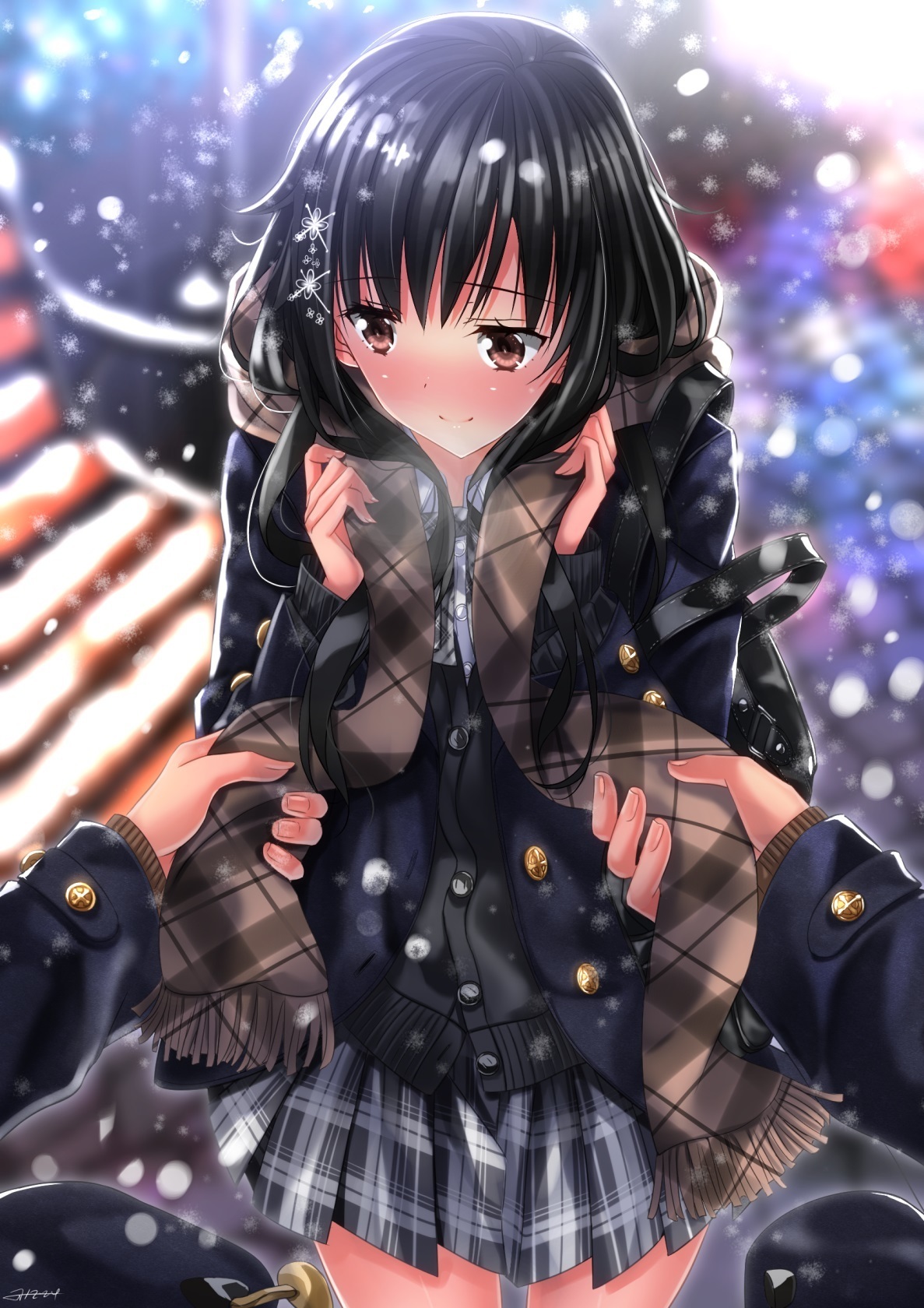 Anime school girl black hair