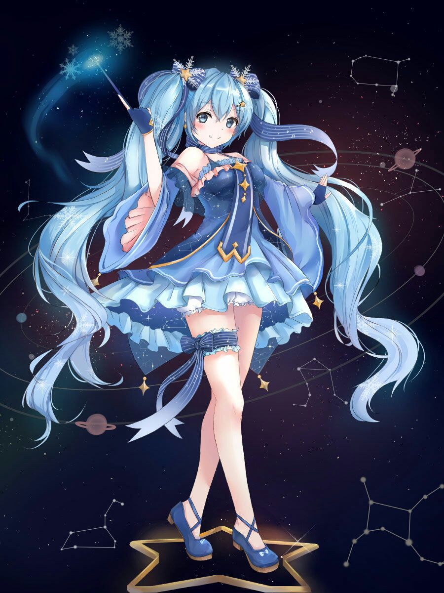 Hình ảnh anime về một cô gái xinh đẹp với mái tóc xanh