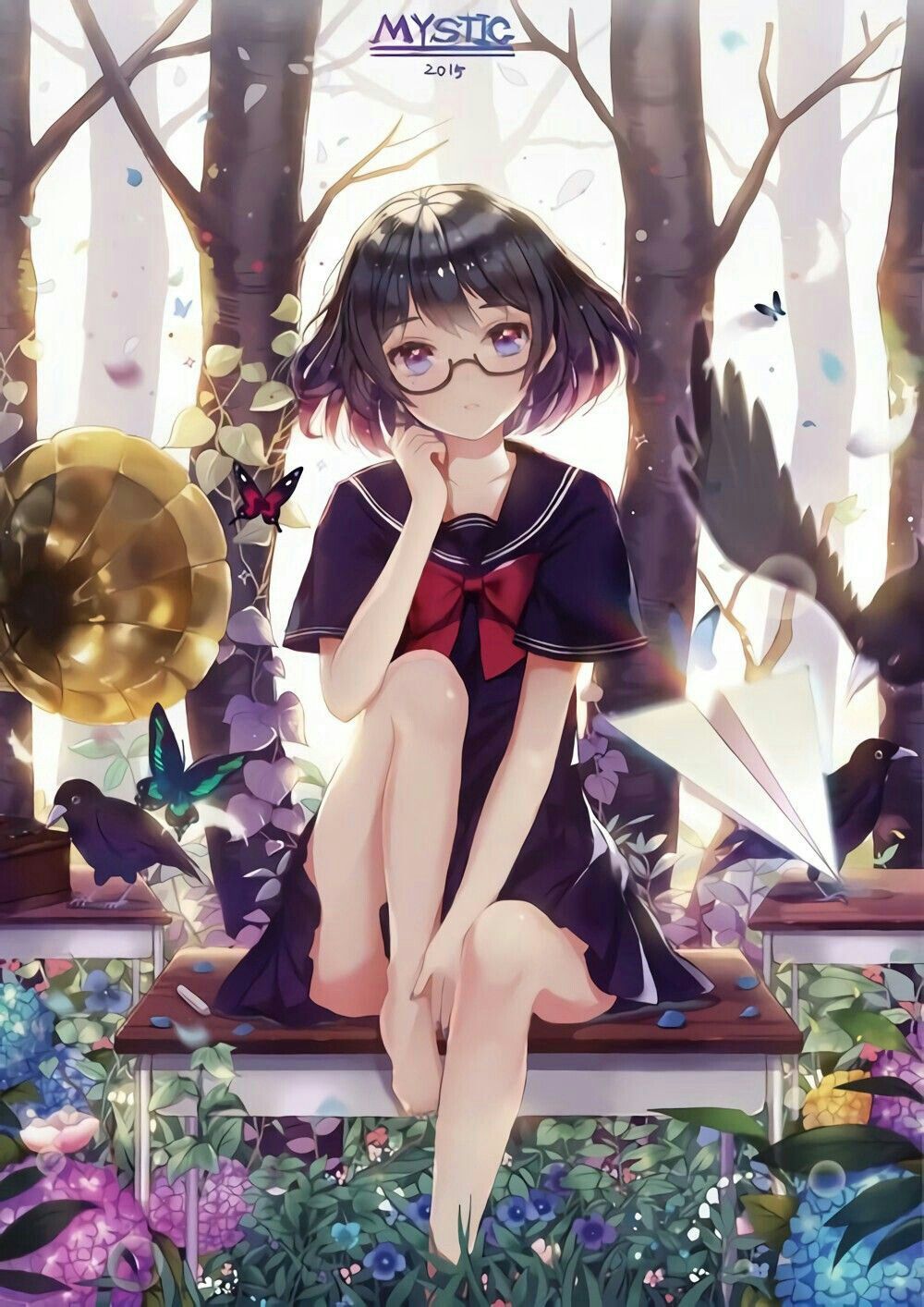Hình anime đeo kính dễ thương