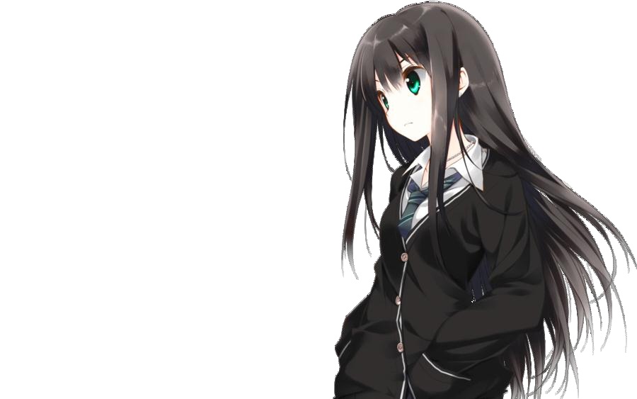 Hình anime nữ xinh tóc đen dài