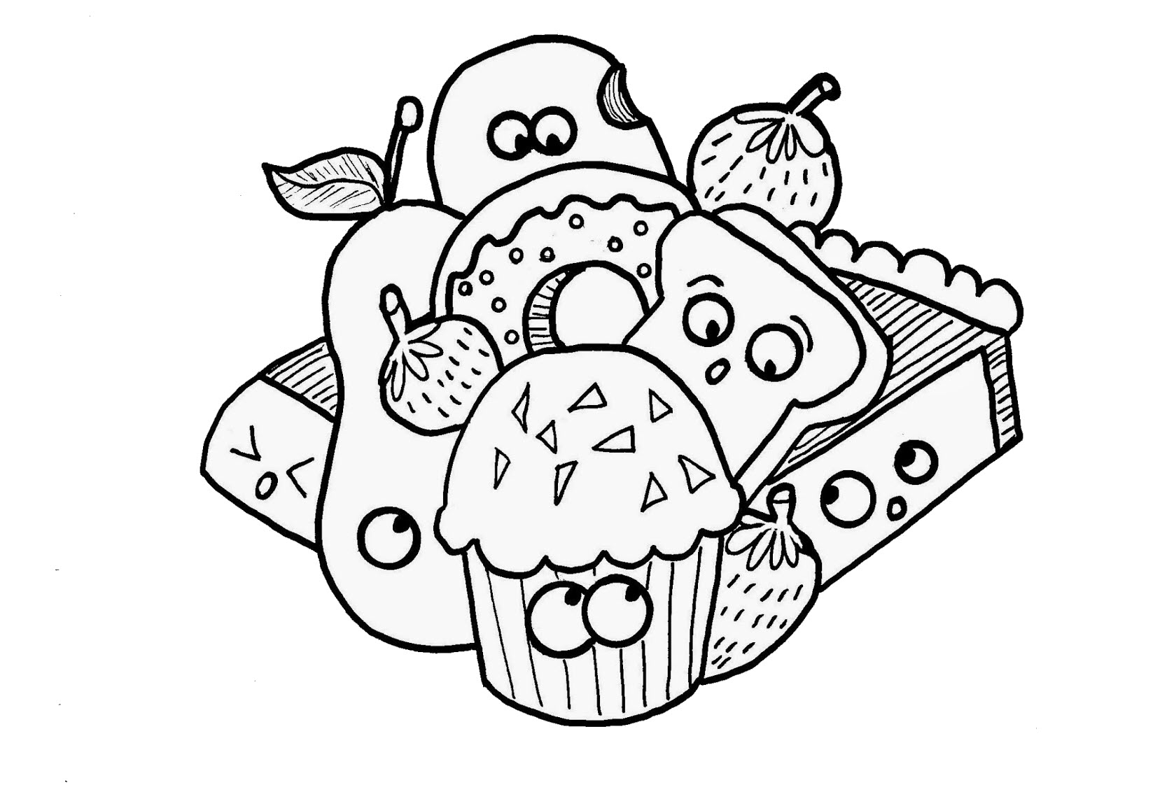 100 Tranh tô màu đồ ăn cute - bánh, kẹo, shushi, bánh mì,... và những hình tô màu cute - Cẩm Nang Tiếng Anh