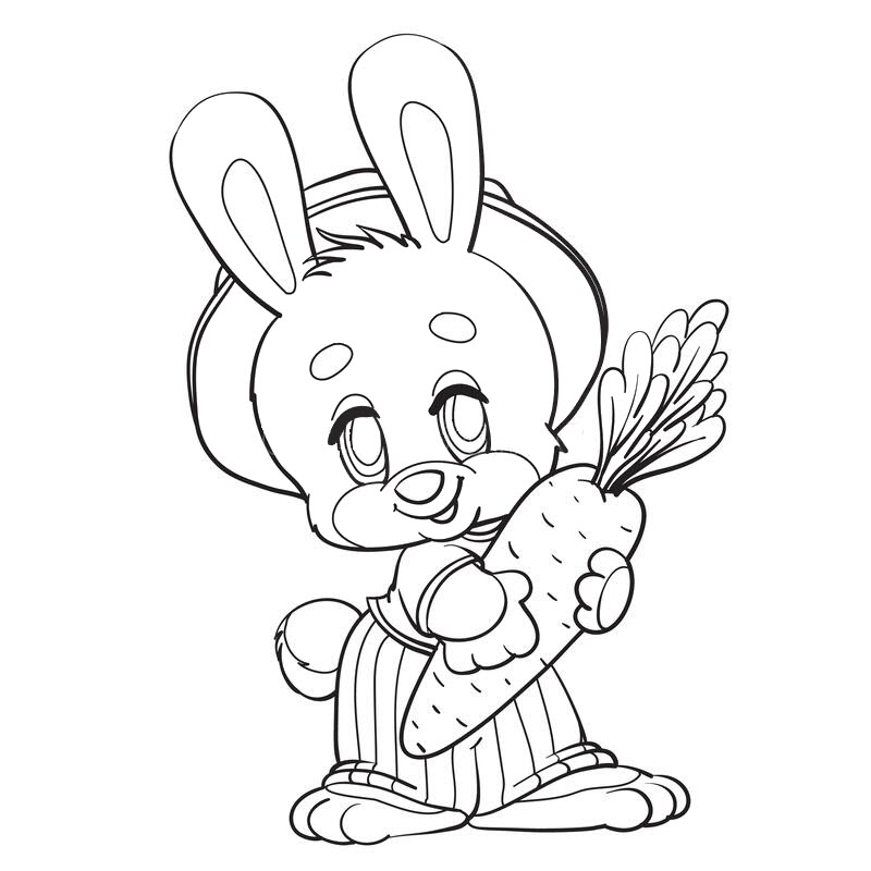 Tranh tô màu hình thỏ cầm củ cà rốt