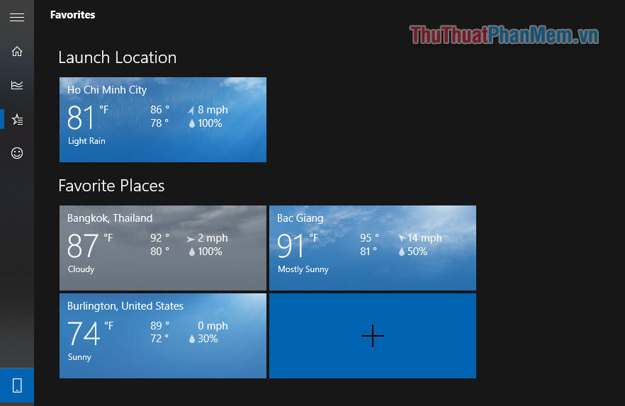 Chúng tôi có một bộ sưu tập thông tin thời tiết cho các địa điểm yêu thích của bạn