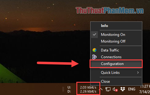 Cách hiển thị tốc độ Internet trên thanh Taskbar