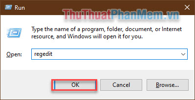 Nhập vào hội thoại mã regedit
