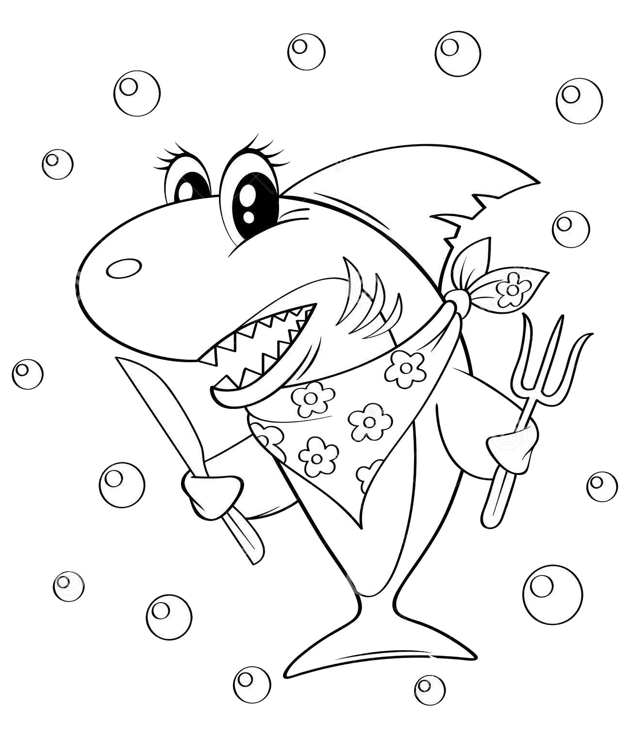 Coloring Cute Cartoon Shark