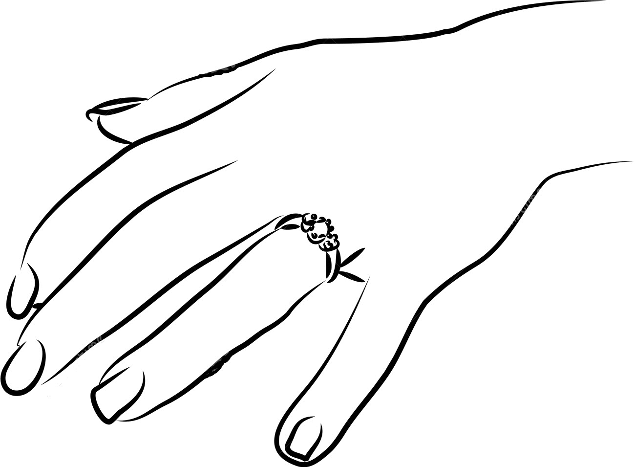Tranh tô màu bàn tay đeo nhẫn
