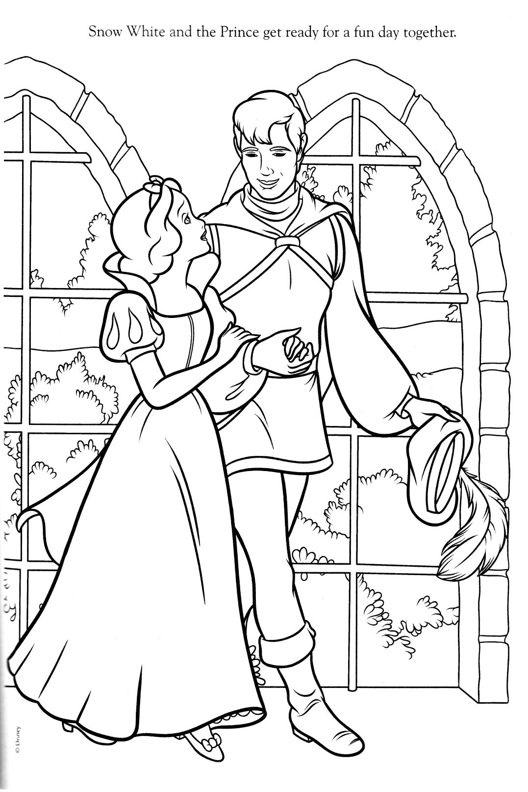 Tranh tô màu hoàng tử và công chúa bạch tuyết