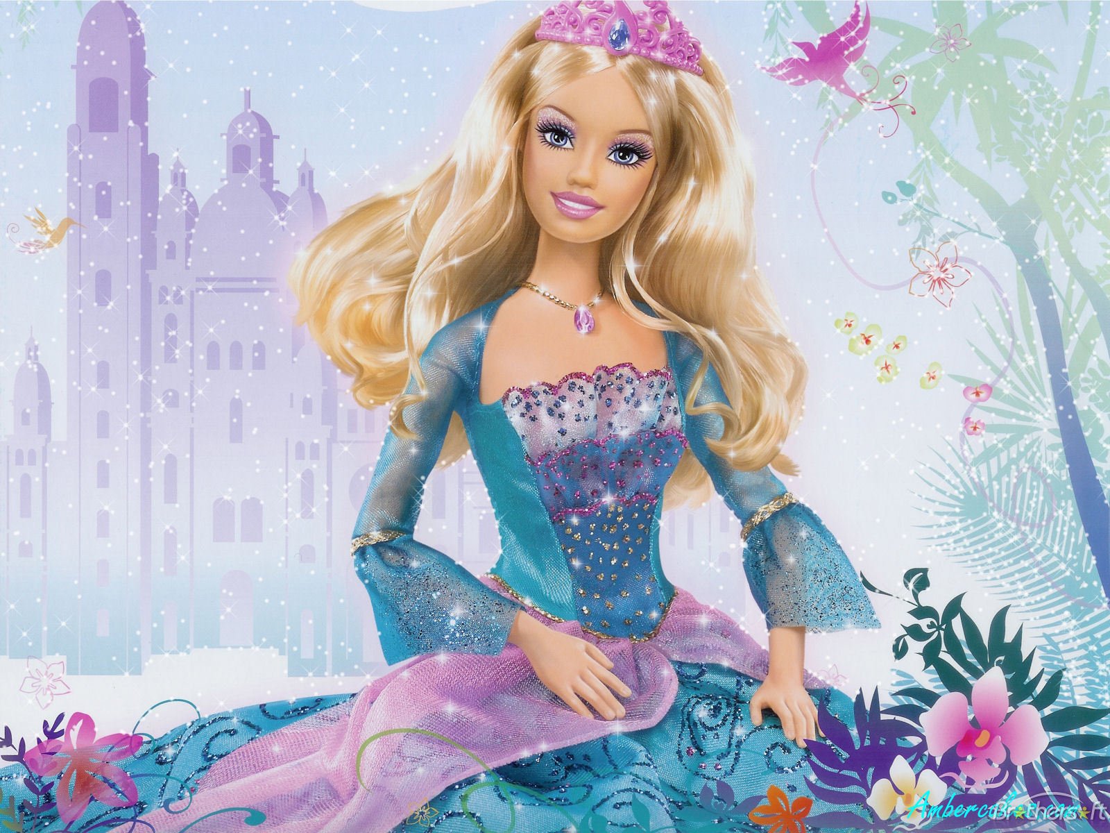 Hình ảnh búp bê Barbie mặc váy xanh xinh đẹp
