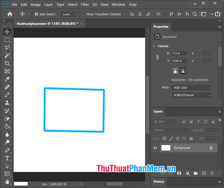 Cách vẽ hình vuông, hình chữ nhật trong Photoshop