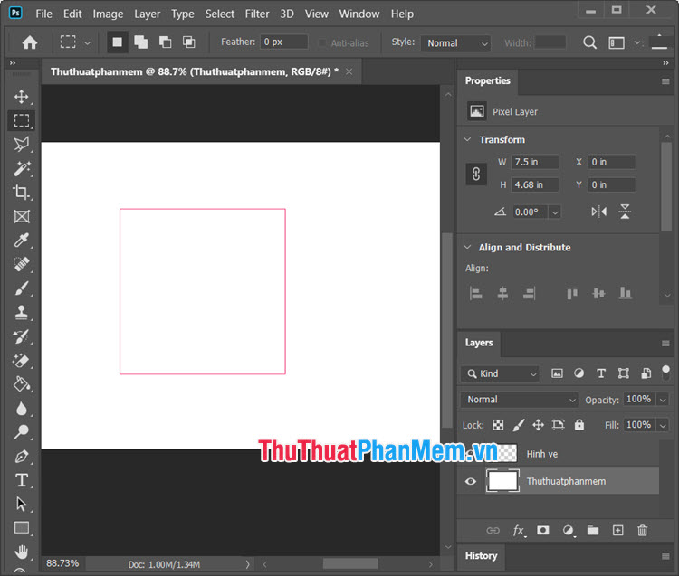 Cách vẽ hình vuông, hình chữ nhật trong Photoshop