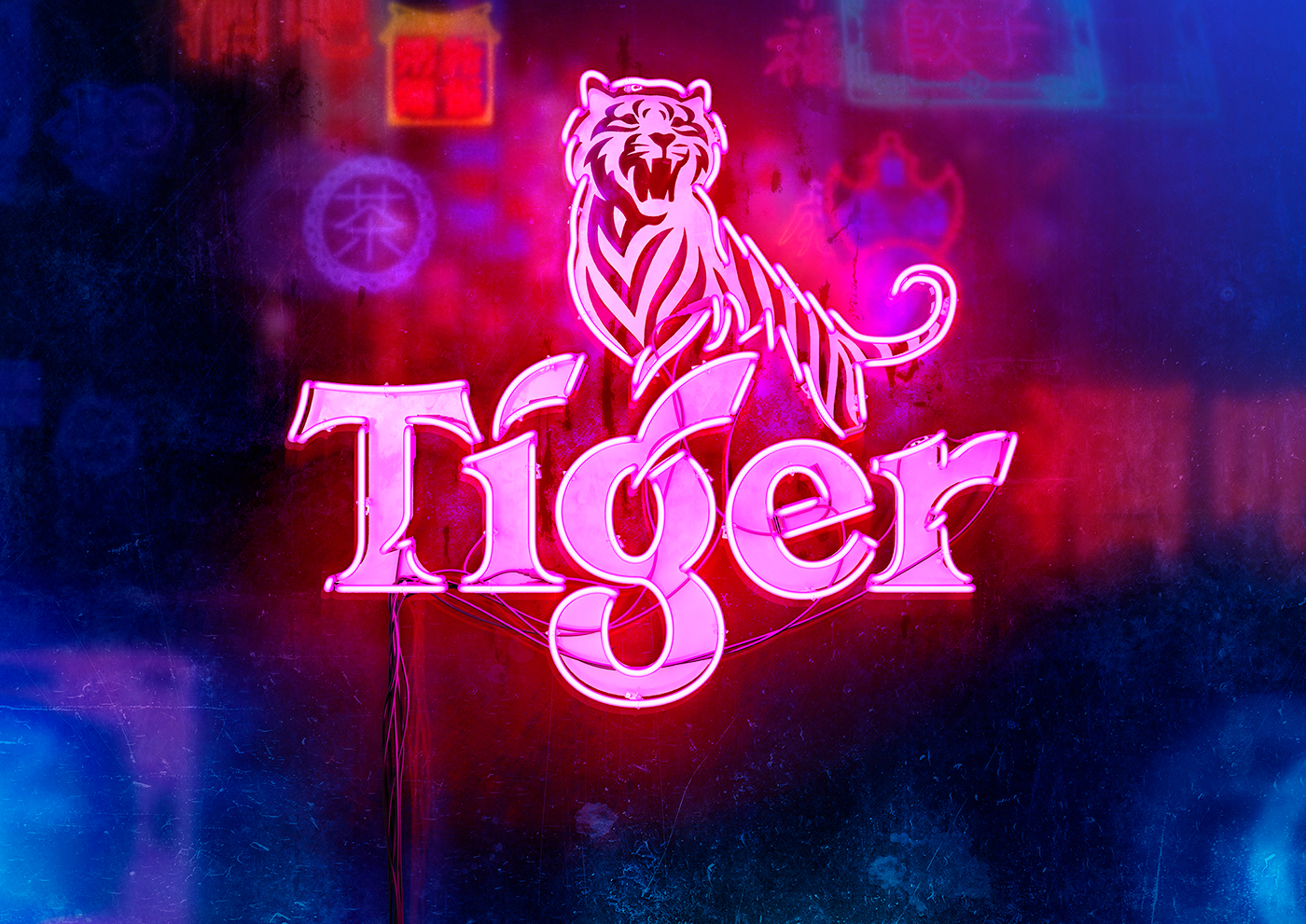 Logo bia Tiger neon