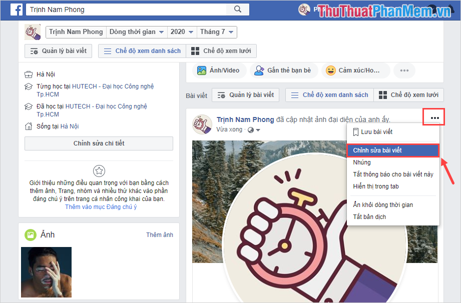 Cách ẩn ảnh bìa trên Facebook avatar Facebook chế độ một mình tôi   Networks Business Online Việt Nam  International VH2
