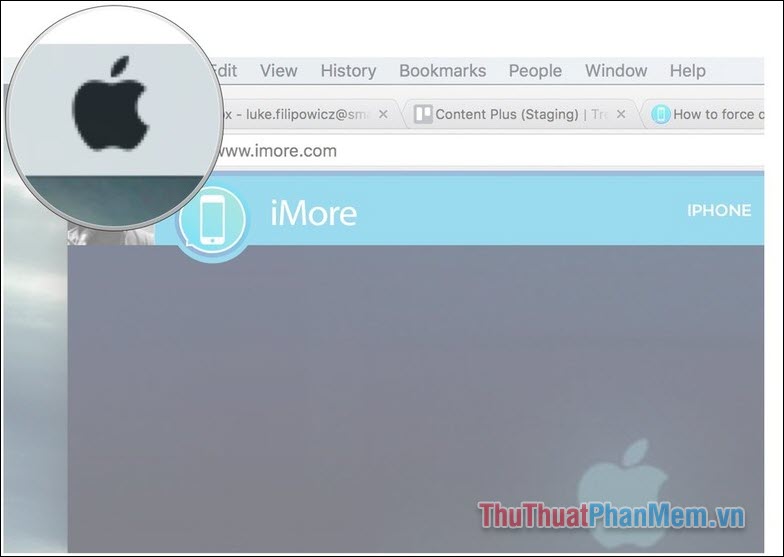 Bắt đầu tại menu Apple (logo quả táo ở góc trên cùng bên trái)