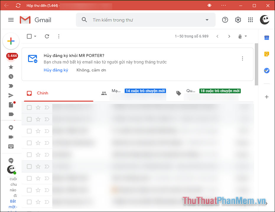 Gmail sẽ ngay lập tức mở ra dưới dạng một ứng dụng mà không có thanh URL và các yếu tố khác gây phân tâm trên trình duyệt