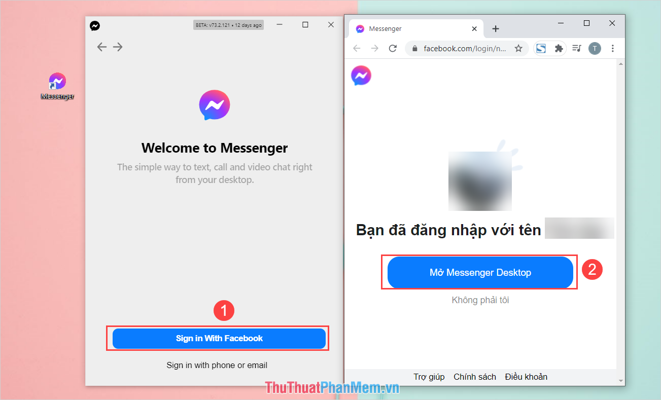 Chọn Mở Messenger Desktop