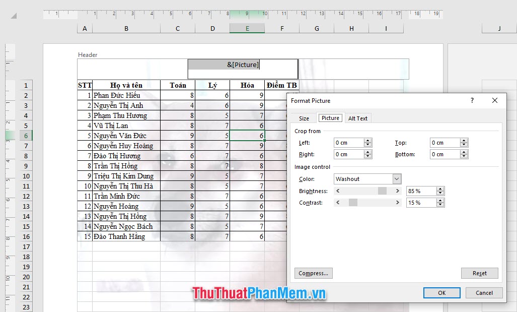 Cách chèn ảnh chìm trong Excel, chèn hình mờ (Watermark) vào Excel