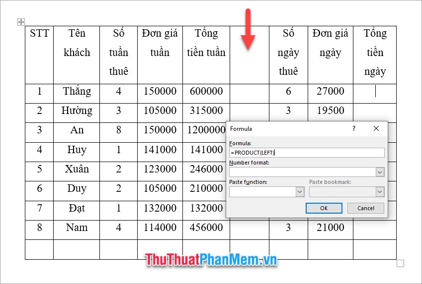 Bạn có thể tạm thời chèn thêm cột hoặc hàng để tách tham số dữ liệu mình cần tính toán ra với các phần khác