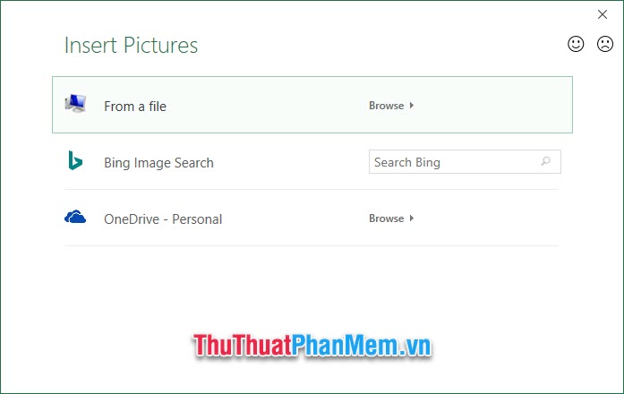 Chọn ảnh online trên trang Bing bằng Bing Image Search hoặc chọn ảnh trên đám mây dữ liệu bằng OneDrive – Personal