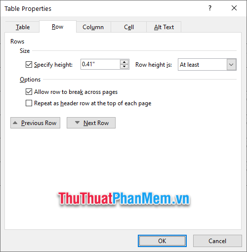 Click vào OK để xác nhận cài đặt