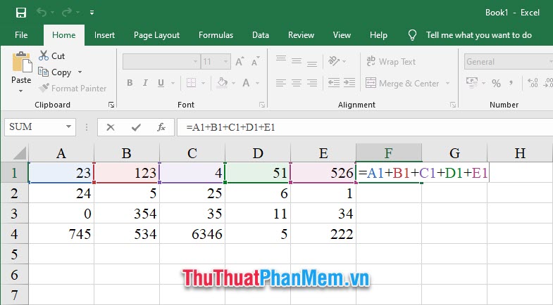 Cách tính tổng hàng ngang trong Excel