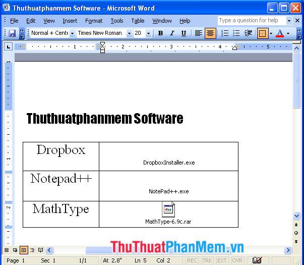 Bạn chèn hết các file cần thiết và lưu lại file Word