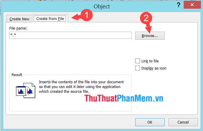 Bạn click vào Create from file rồi chọn Browse