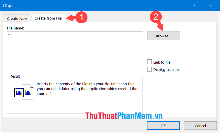 Bạn nhấn Create from file và nhấn Browse
