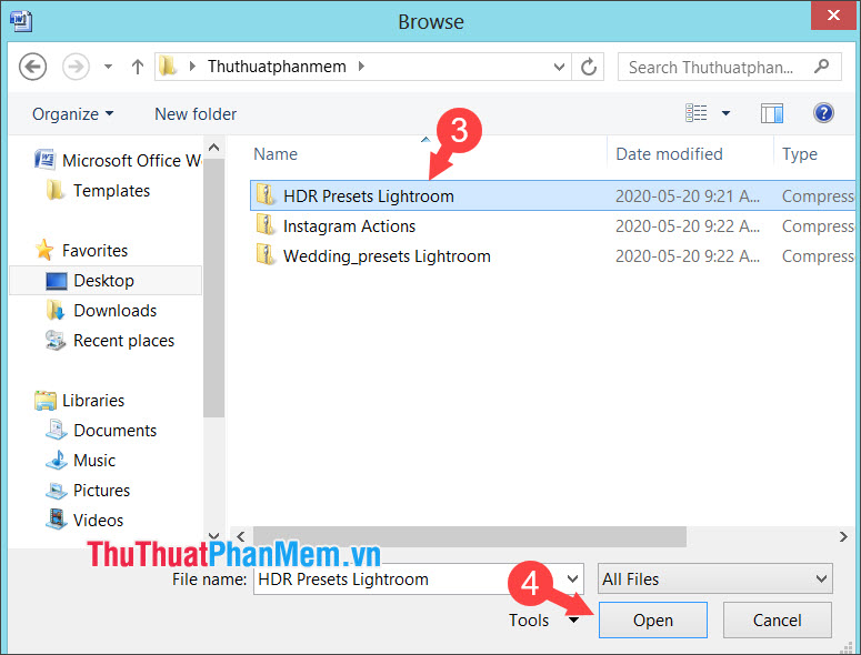 Chọn file cần chèn  và nhấn Open