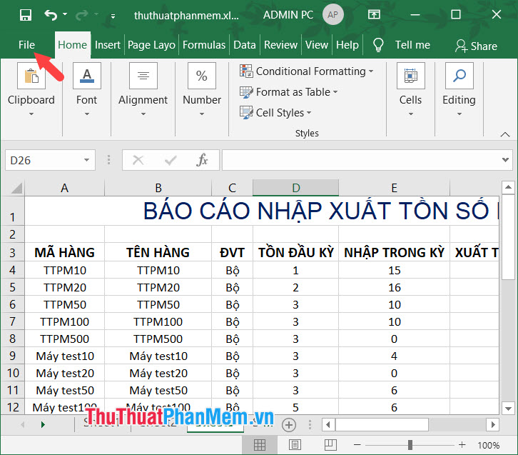 Cách chuyển đổi font chữ trong Excel bằng Unikey, EVKey