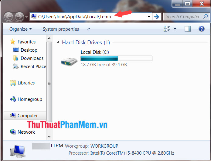 Dán địa chỉ vừa copy và nhấn Enter để mở