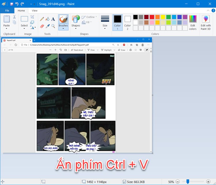 Bạn mở phần mềm Paint và bấm tổ hợp phím Ctrl + V để dán ảnh chụp màn hình vào trong Paint