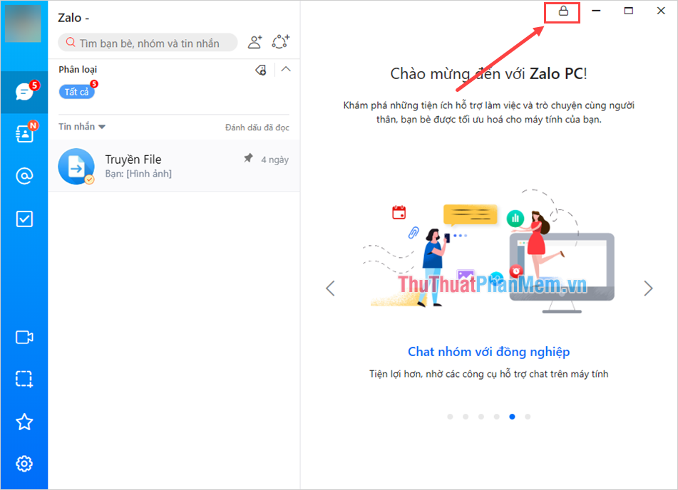 Nhấn biểu tượng Lock trên ứng dụng để khoá