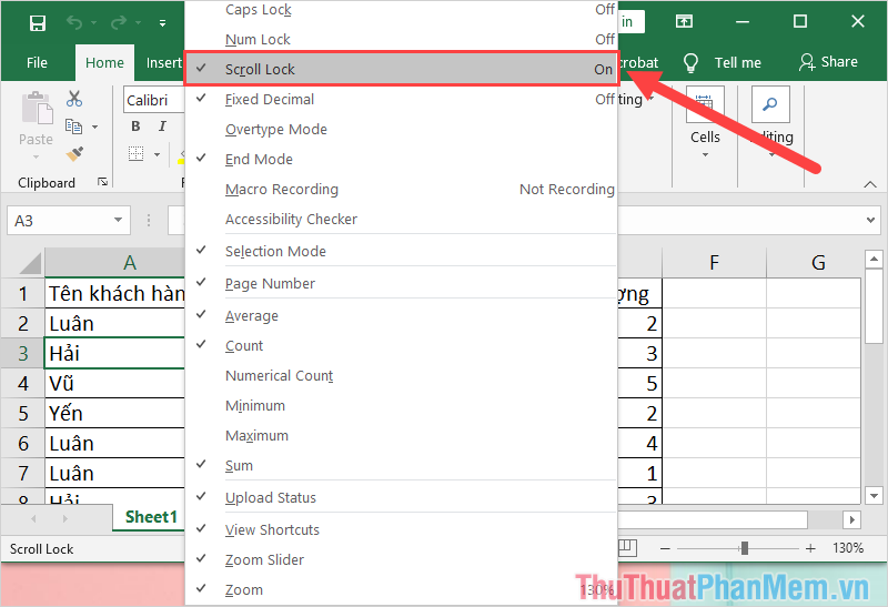 Scroll Lock Shortcut Key In Excel